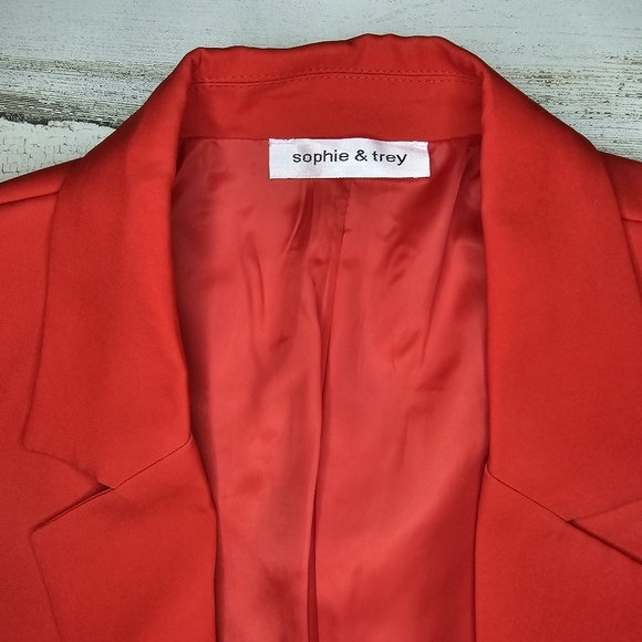 Sophie & Trey Womens Red Double-Breasted Blazer Jacket Size Large Modern Classic - Picture 13 of 14